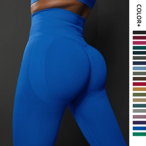 Leggings De Yoga Sans Couture Et Haut À Manches Longues Taille Haute Contrôle Du Ventre Push Up Sport Fitness Femmes Nylon