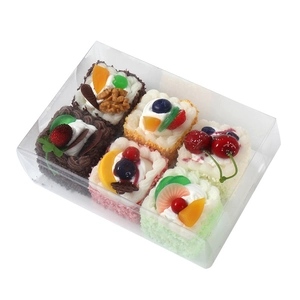 Lot de 6 modèles de gâteaux mousse français artificiels en boîte transparente