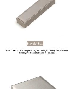 Gray rectangular PU leather jewelry box for bracelet and necklace storage 22x5.5x3.2CM