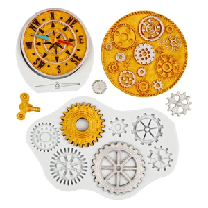 Stampo in silicone per fondente e cioccolato stile steampunk con ingranaggio e bussola