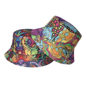 Bucket Hat Polyester Printed Graphic Sun Protection Retro Psychedelic Streetwear Foldable Outdoor For Women Men
