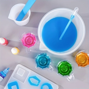 Silicone measuring cup set for DIY crystal epoxy resin art tools with liquid pigments