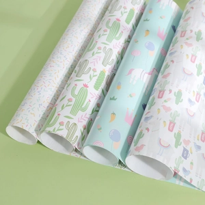 Cute unicorn, cactus, and alpaca gift wrapping paper rolls for various celebrations