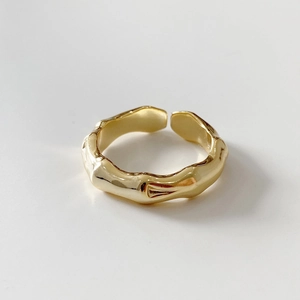 925 Sterling Silver Ring Bamboo Joint Design Minimalist Adjustable Open Band French Style Jewelry For Women