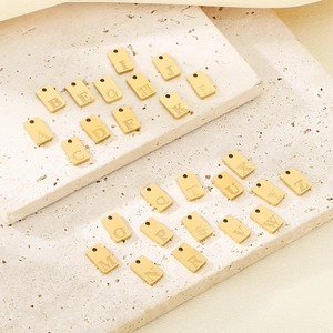 Gold rectangular stainless steel alphabet pendants set for custom necklace jewelry