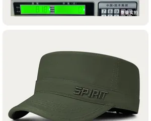 Detail view of olive green cadet cap weighing 81.8g with Spirit embroidery detail
