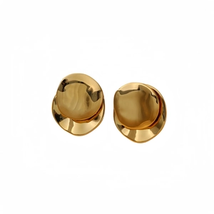 Minimalist gold irregular geometric earrings in polished stainless steel for women