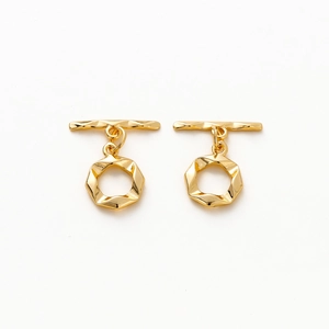 14k gold plated copper OT toggle clasp set with hammered texture for DIY jewelry making