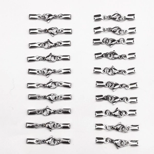 Set of 20 silver-plated lobster clasps with ribbon ends for DIY jewelry making