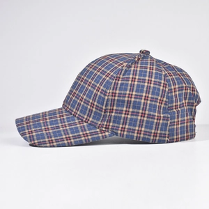 Berretto da baseball a scacchi blu navy con strisce gialle e rosse per uomo e donna