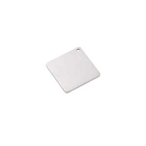 Polished silver stainless steel 25mm square pendant with pre-drilled hole for DIY crafts