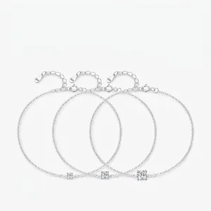 925 Sterling Silver Moissanite Bracelet Round Brilliant Cut D Color VVS1 Dainty Minimalist Adjustable Jewelry For Women