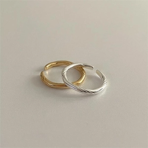 925 Sterling Silver Ring For Women Minimalist Twist Rope Adjustable Open Finger Rings Geometric Elegant Jewelry