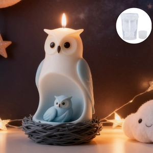 Moule en silicone 3D chouette mère et bébé pour bougies et résine artisanale