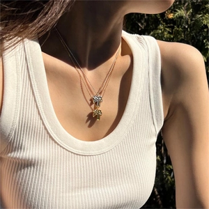 Minimalist 925 sterling silver coconut tree pendant necklaces in gold and silver finish