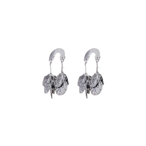 U-shaped silver earrings with multi-layered hammered metal sequins for women