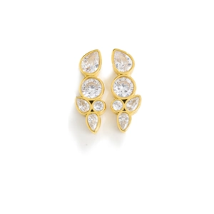 Detail of teardrop zircon drop earrings with gold plating and brilliant marquise stones
