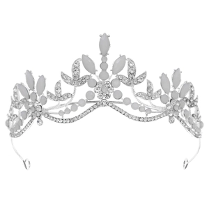 Elegante corona da sposa in argento con cristalli e pietre bianche per matrimoni