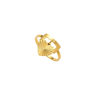 French vintage titanium steel heart charm ring with hollow band in 18K gold finish
