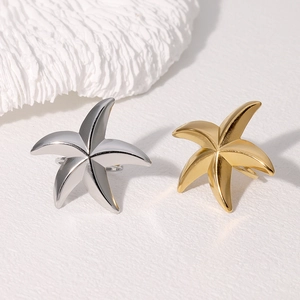 Starfish Ring Stainless Steel Adjustable Open Band Ocean Beach Vacation Minimalist Jewelry For Women