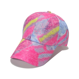 Colorful graffiti baseball cap for women with abstract tie-dye print and curved brim