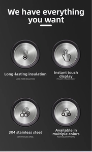 Detail of smart 304 stainless steel vacuum flask with LED touch temperature display screen