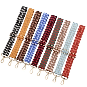 Wide Adjustable Bag Strap Houndstooth Ethnic Style Woven Replacement Belt For Crossbody Shoulder Bags Alloy Hooks