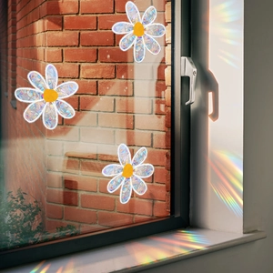 Stickers de fenêtre marguerite holographique avec effet arc-en-ciel pour capturer le soleil