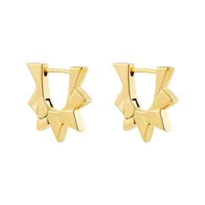 Modern 18K gold plated stainless steel U-shape earrings with geometric spiked edge design