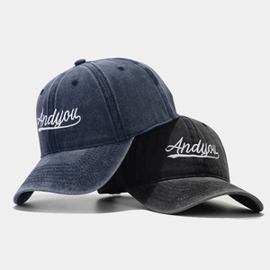 Vintage Washed Cotton Baseball Cap Distressed Letter Embroidery Curved Brim Adjustable Casual Sun Hat For Men And Women