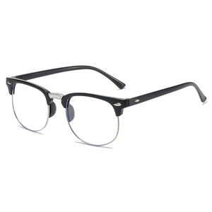 Classic black and silver half-rim vintage eyeglasses frame for men and women