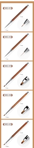 Detailed macro view of professional nail art brush tips for precise drawing and painting