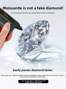 Macro shot showing moissanite diamond testing with high fire and brilliant luster