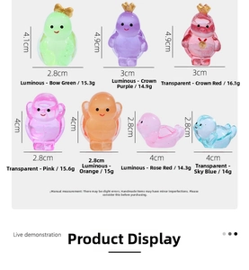 Size chart showing luminous resin turtle figurines with measurements for creative DIY decor