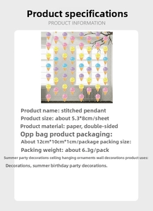 Detailed specs of double-sided paper ice cream hanging decor for summer party backdrops