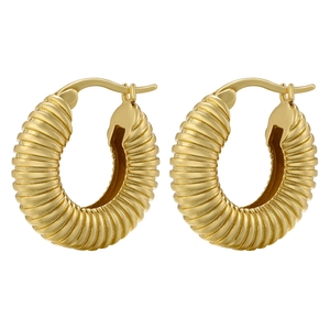 Eleganti orecchini a cerchio placcati in oro con un design classico a spirale