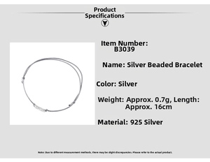 Detailed specifications of S925 sterling silver silver nugget cord bracelet B3039