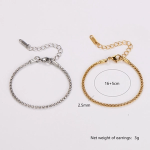 Minimalist Square Link Chain Bracelet 304 Stainless Steel Polished Adjustable Wrist Jewelry For Men Women Fashion Versatile Gift