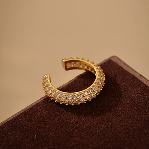 925 Sterling Silver Rhinestone Ear Cuff For Women No Piercing Fashion Minimalist C Shaped Multi Row Inlaid Ear Clip Single
