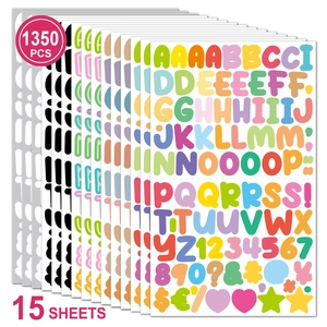 American Style Cartoon Colorful Alphabet Number Stickers Waterproof Vinyl Adhesive Decals For Scrapbooking DIY Decoration Journaling Card Making