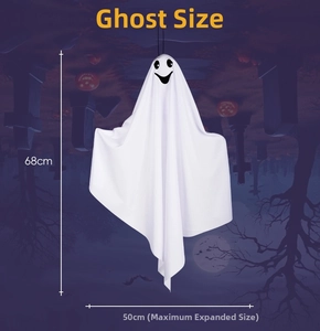 Ghost hanging decor dimensions showing 68cm height and 50cm width for Halloween