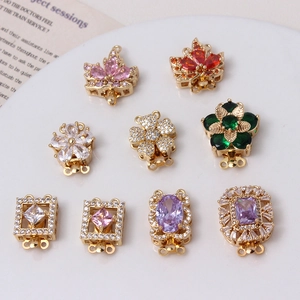 Chiusura Per Gioielli In Rame Zircone Fiore Foglia D'Acero Connettore Per DIY Collana Bracciale Produzione Accessorio Fibbia