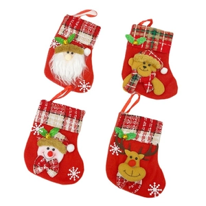 Mini Christmas stockings with Santa Snowman Reindeer designs for tree hanging decoration