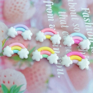 Mini resin rainbow cloud charms for DIY crafts and phone case decorations in pastel colors