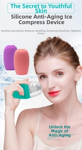 Face ice roller detail showing soothing rose pattern and multi-color silicone massagers