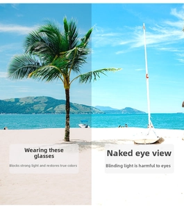Visual demonstration of polarized lens effect showing glare reduction and true color clarity