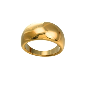 Polished minimalist curved gold ring for women made of premium stainless steel