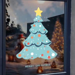 Sky blue Christmas tree static window sticker for festive holiday glass decoration