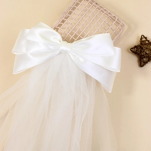 Barrette à cheveux avec nœud en satin blanc et voile en tulle pour mariée ou soirée