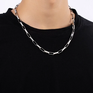 Paperclip Chain Necklace Alloy Geometric Link Hip Hop Punk Minimalist Style Fashion Jewelry For Men Women Unisex